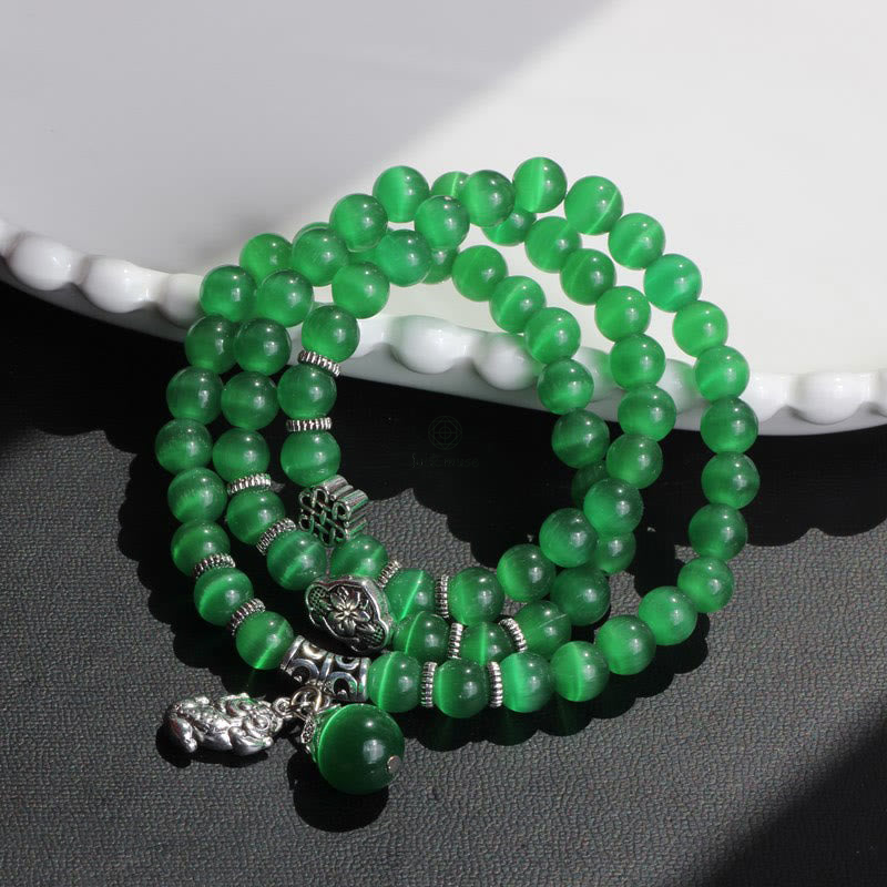 Luck Muse Cat's Eye Pixiu Triple Wrap Bracelet - Energizing Support - Image 8