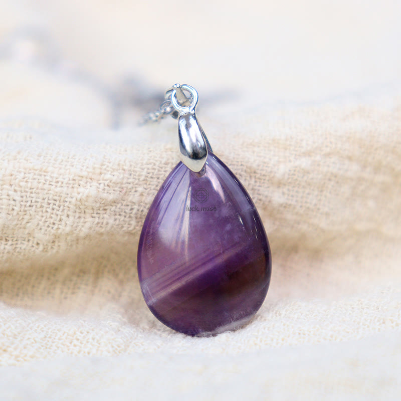 Luck Muse Natural Crystal Gemstone Water Drop Necklace Pendant - Image 6