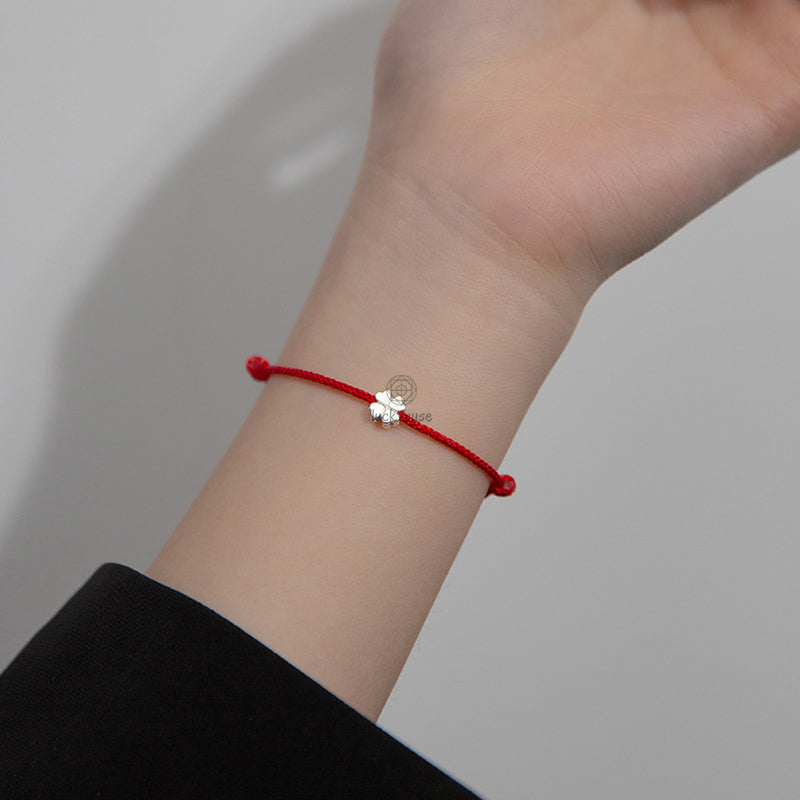 Luck Muse 925 Sterling Silver Lucky Four Leaf Clover Red Rope Bracelet - Image 6