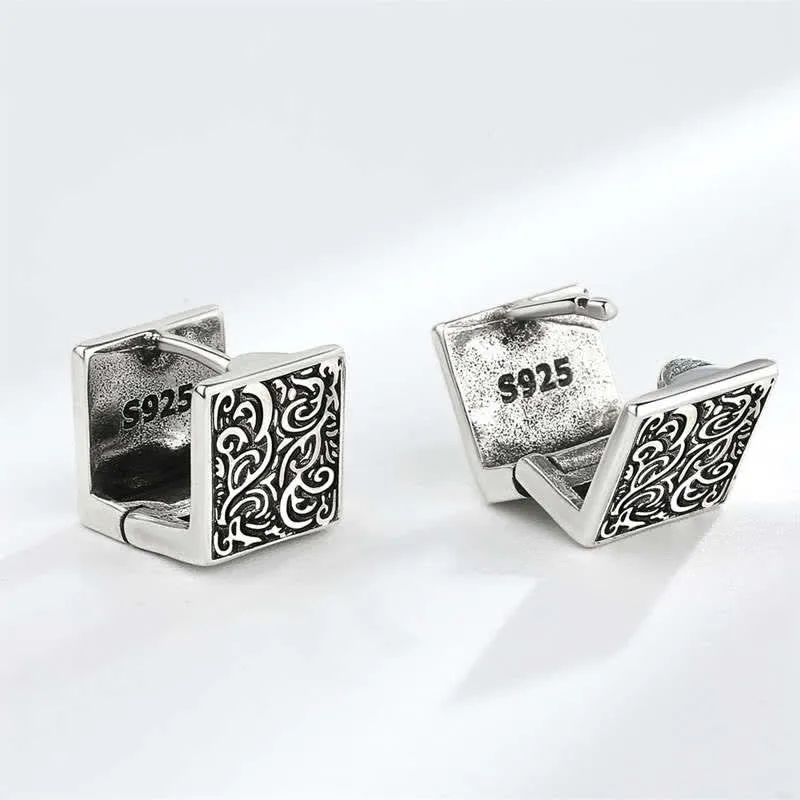 Grass Pattern Square Stud Earrings by Luck Muse Shop - Image 5