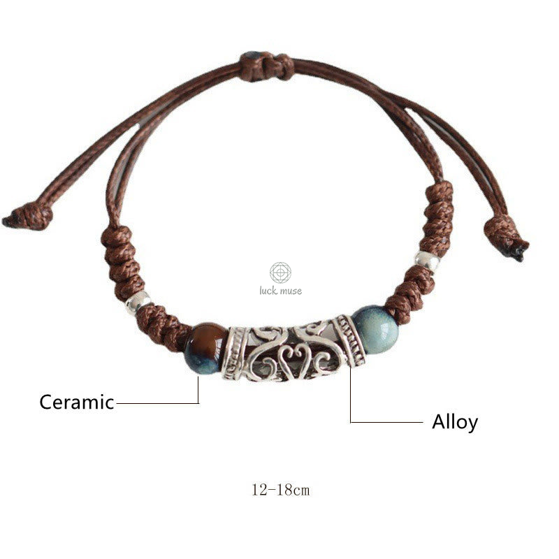 Luck Muse Tibetan Ceramic Bead Wealth String Bracelet - Image 6