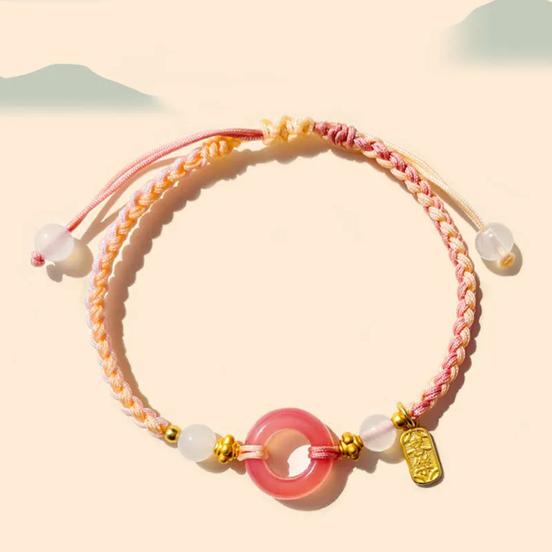 Luck Muse Peace and Joy Agate Bracelet with Auspicious Handmade Braided Buckle - Image 7