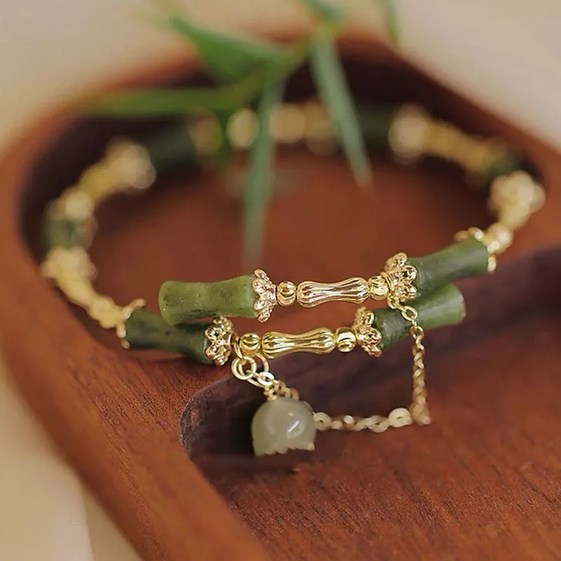 Bamboo Jade Luck Bracelet with Luck Muse Pattern - Image 2