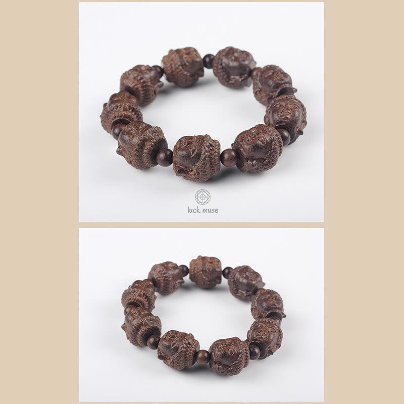 Luck Muse Agarwood Carved Buddha Bracelet for Calmness - Image 7