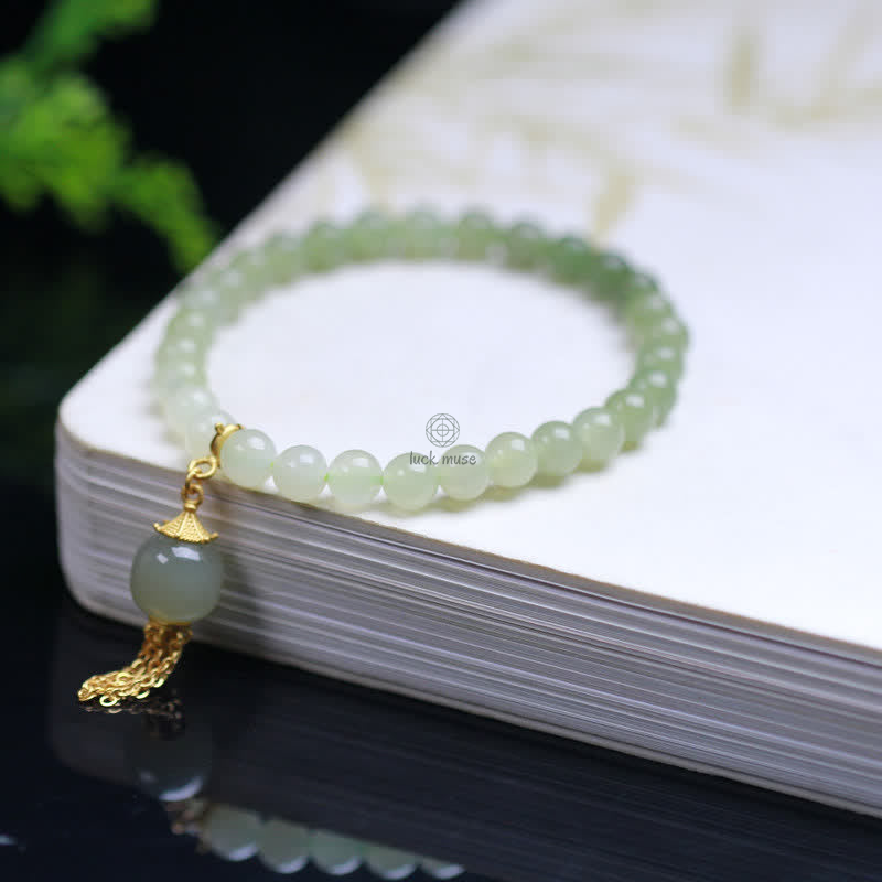 Luck Muse 925 Sterling Silver Hetian Jade Wealth Charm Bracelet - Image 6