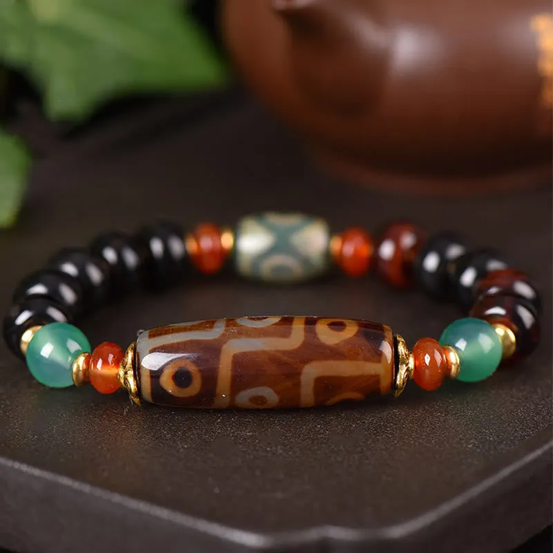 Tibetan Natural Nine-Eye Dzi Bead Protection Bracelet