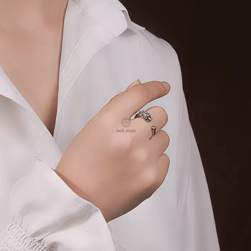 Luck Muse Vintage Dragon Adjustable Ring for Success and Strength - Image 7