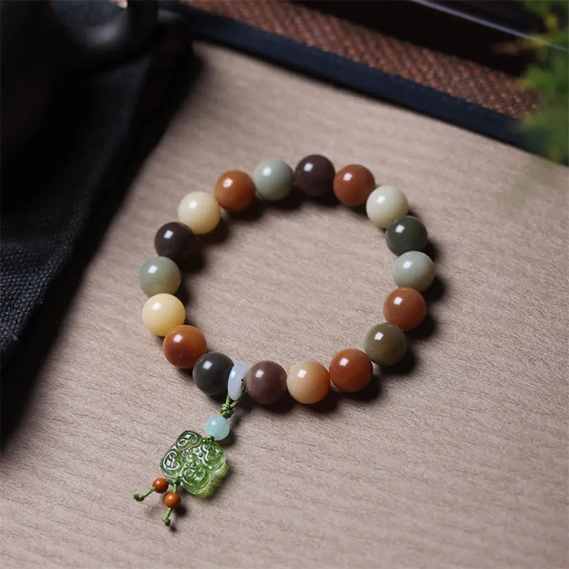 Multicolored Gradient Bodhi Seed and Liuli Glass Charm Bracelet infused with Luck Muse for Peace - Image 14