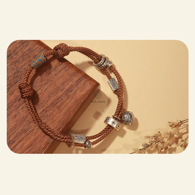 Braided Bracelet with 925 Sterling Silver and Gold Swallowing Beast Koi Fish Design by Luck Muse - Wealth Collection - Image 14