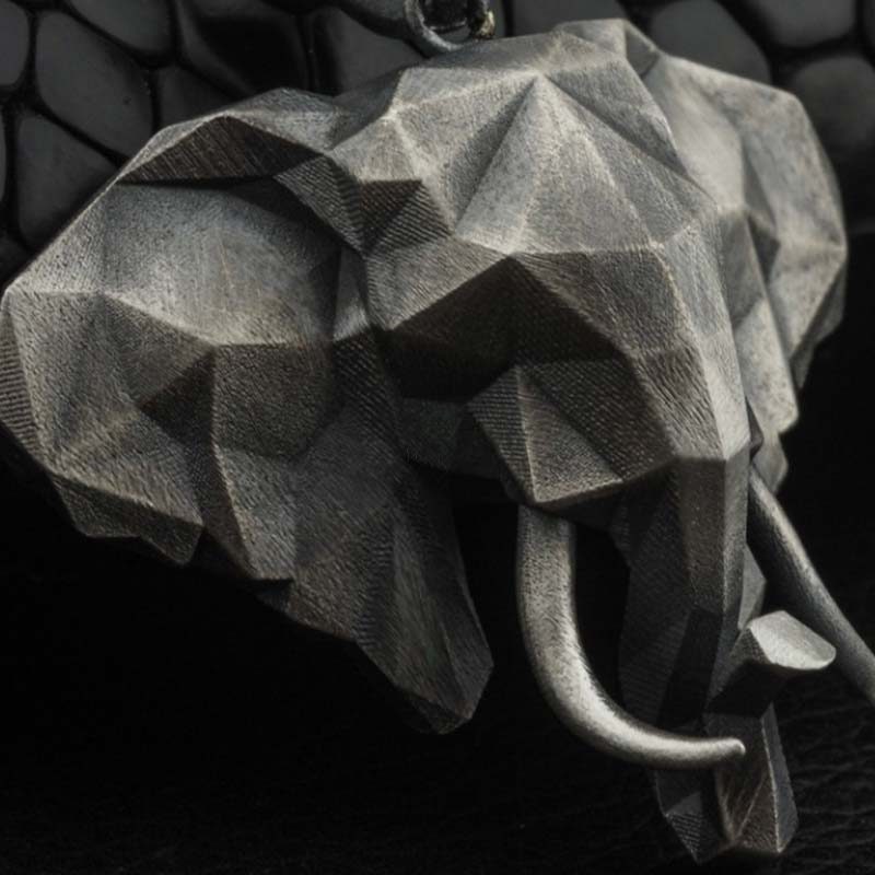 Elephant Strength Necklace Pendant - Pewter Titanium Steel - Image 5
