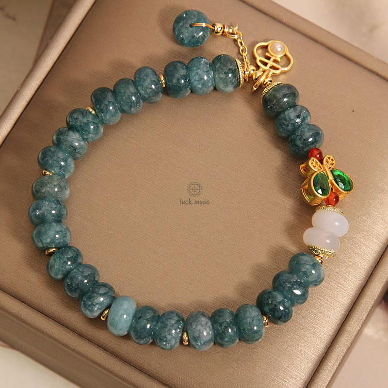 Luck Muse Jade White Agate Butterfly Bead Abundance Bracelet - Image 7