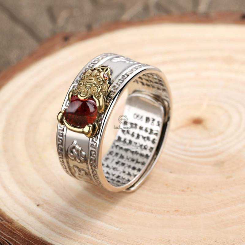 Red Agate PiXiu Wealth Ring from Luck Muse Shop