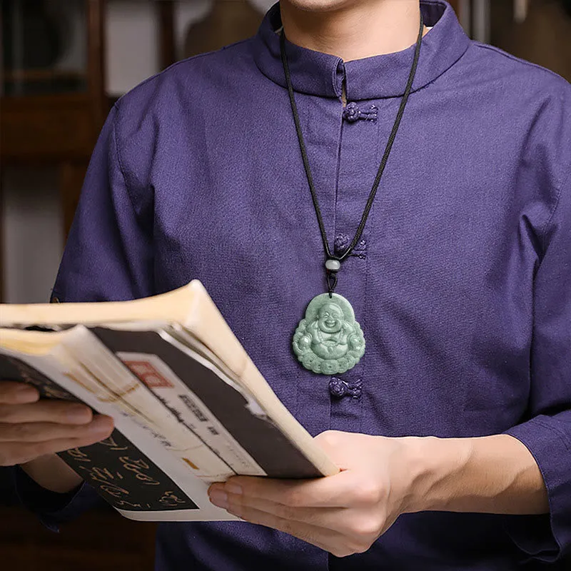 Natural Jade Laughing Buddha Coin Abundance Necklace - Luck Muse Shop - Image 5