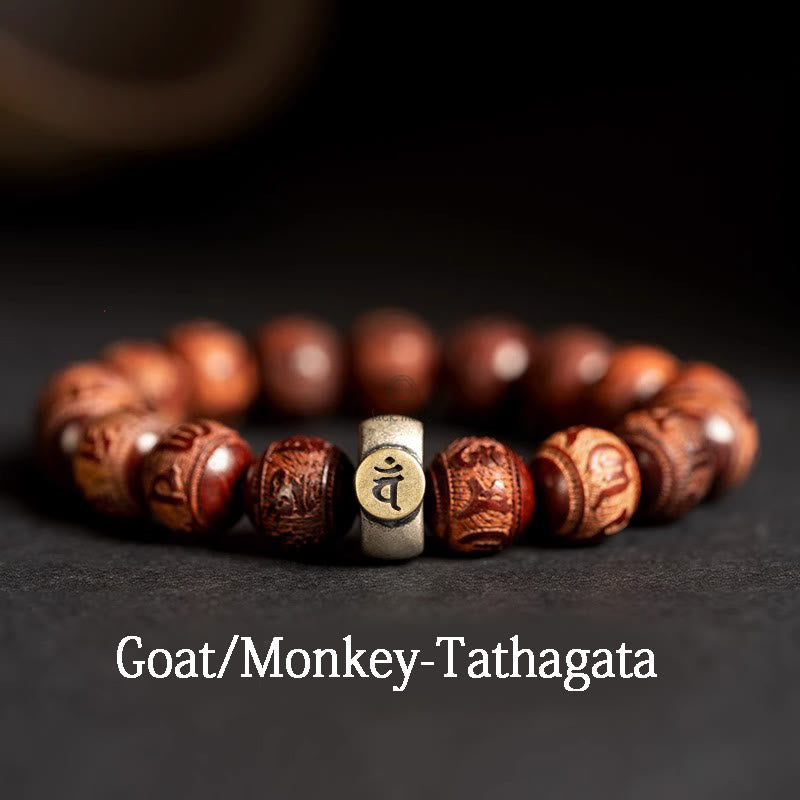 Luck Muse Chinese Zodiac Bracelet - Red Sandalwood Om Mani Padme Hum Protection - Image 15