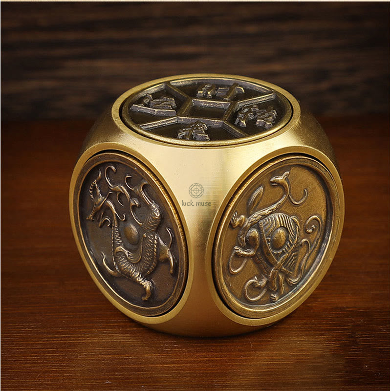 Luck Muse Four Beasts Feng Shui Yin Yang Bagua Rotating Copper Coin Decor - Image 3