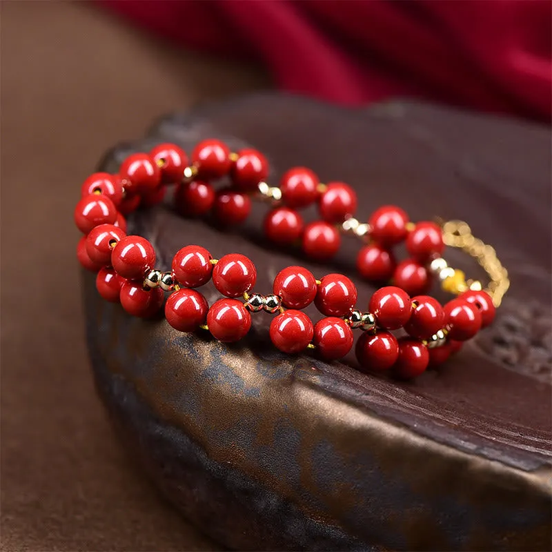 Blessed Luck Muse Cinnabar Beaded Bracelet - Image 5