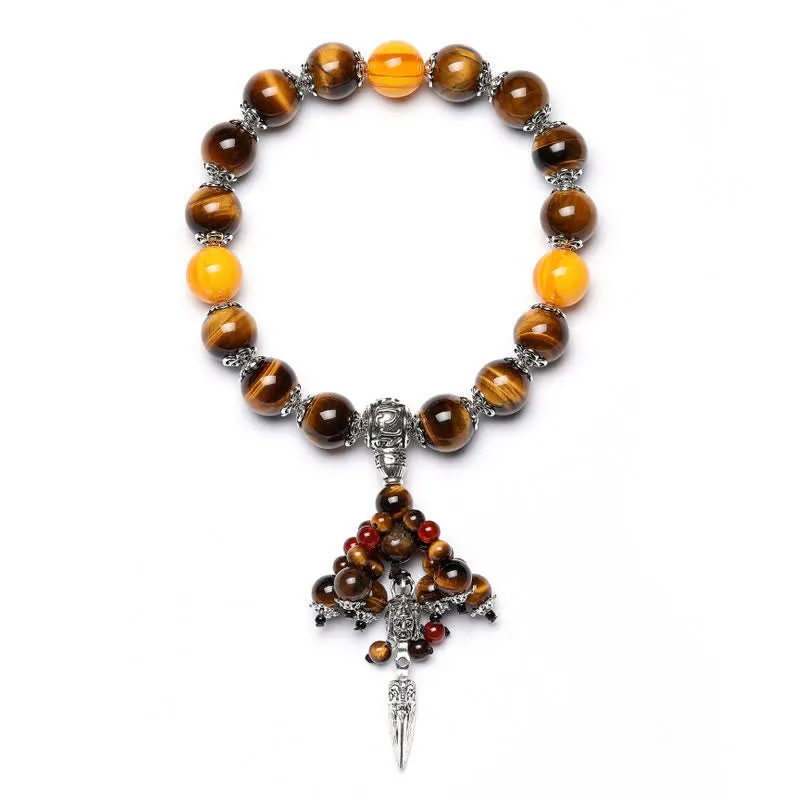 Natural Tiger Eye Red Agate Dragon Vein Agate Stone Vajra Dorje Energy Bracelet - Car Decor - Image 12