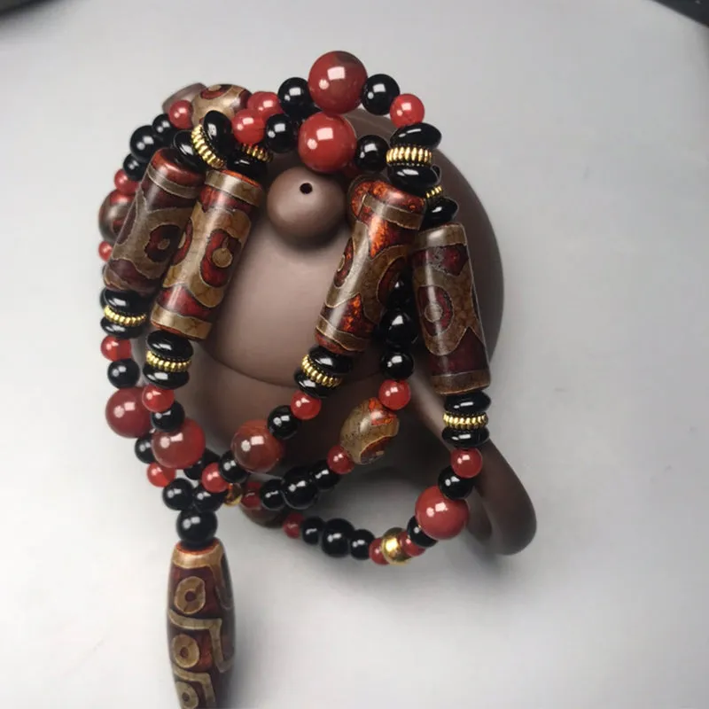 Red Agate Nine-Eye Dzi Bead Necklace for Wealth and Health - Image 4