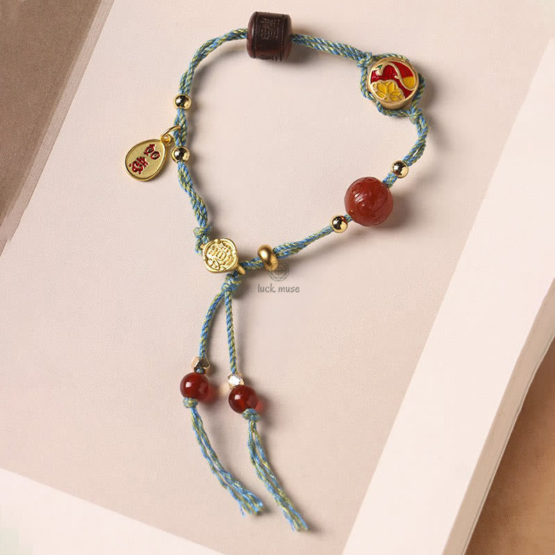 Handmade Hetian Jade Auspicious Clouds Lucky Fu Character Bracelet - Image 4