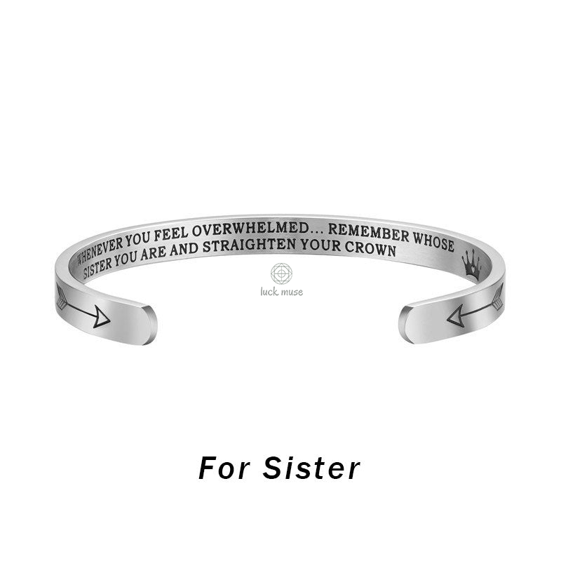 Luck Muse Engraved Mantra Cuff Bangle Bracelet - Personalized Inspirational Gift for Him/Her - Image 4