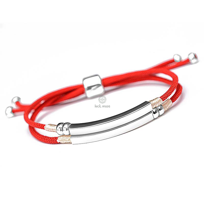925 Sterling Silver Red String Layered Bracelet by Luck Muse Shop