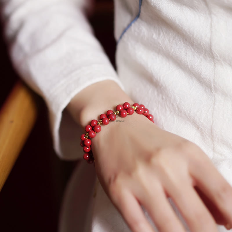 Blessed Luck Muse Cinnabar Beaded Bracelet - Image 15