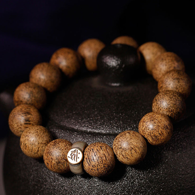 Chinese Zodiac Natal Buddha Agarwood Silver Bracelet for Peace and Calm - Image 2