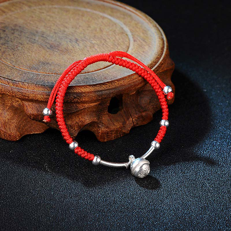 Feng Shui Red String Bell Bracelet with Luck Muse