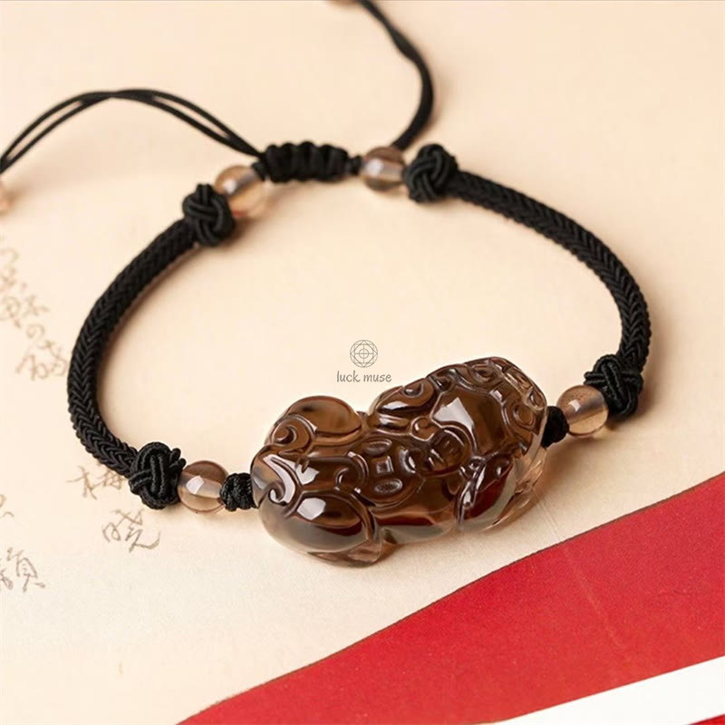 Natural Obsidian Amethyst Citrine PiXiu Wealth Bracelet - Image 5