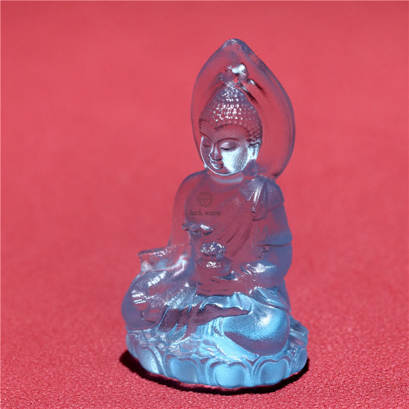 Blue Tathagata Buddha Liuli Crystal Amulet Necklace - Serenity Pendant - Image 9
