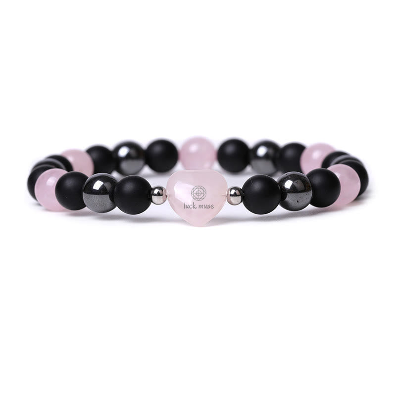 Black Onyx Tiger Eye Crystal Love Heart Protection Bracelet - Image 10