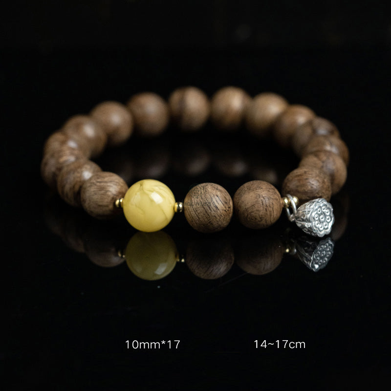 Tarakan Agarwood Amber Red Agate Laughing Buddha Meditation Bracelet - Image 19