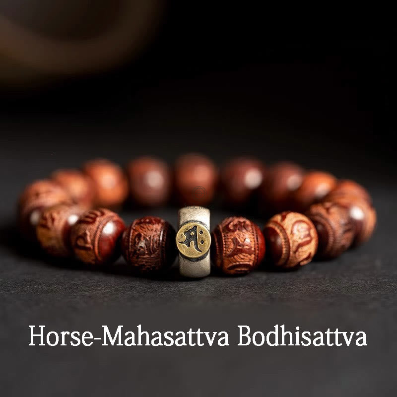 Luck Muse Chinese Zodiac Bracelet - Red Sandalwood Om Mani Padme Hum Protection - Image 14