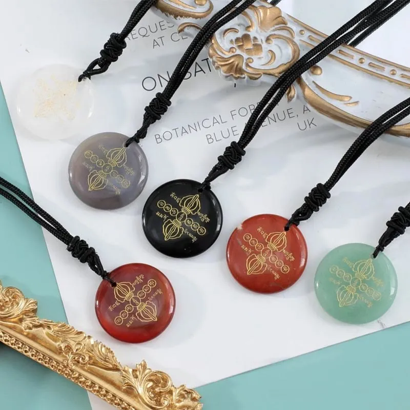 Luck Muse Vajra Dorje Sanskrit Crystal Black Obsidian Necklace Pendant - Image 11
