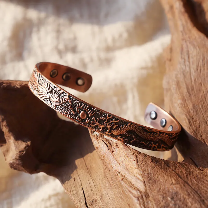 Dragon Phoenix Magnetic Copper Cuff Bracelet - Image 3