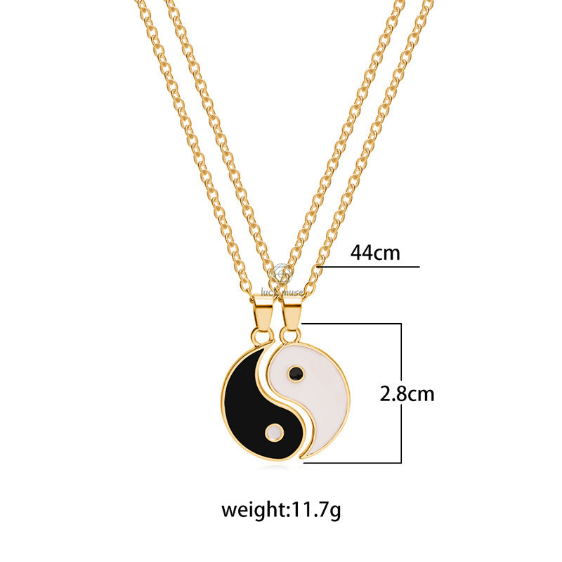 Hematite Yin Yang Couple Pendant Necklace - Image 4