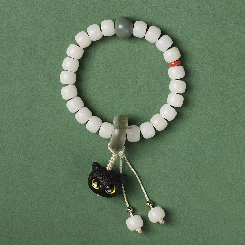 Natural Bodhi Seed and African Blackwood Lovely Cat Charm Bracelet for Peace and Harmony - Image 5