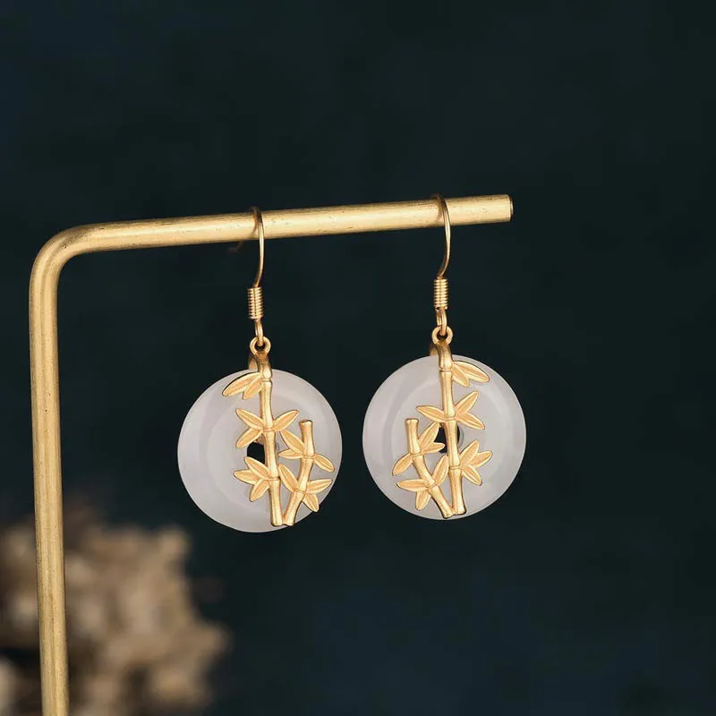 Luck Muse FengShui White Jade Lucky Earrings - Image 2