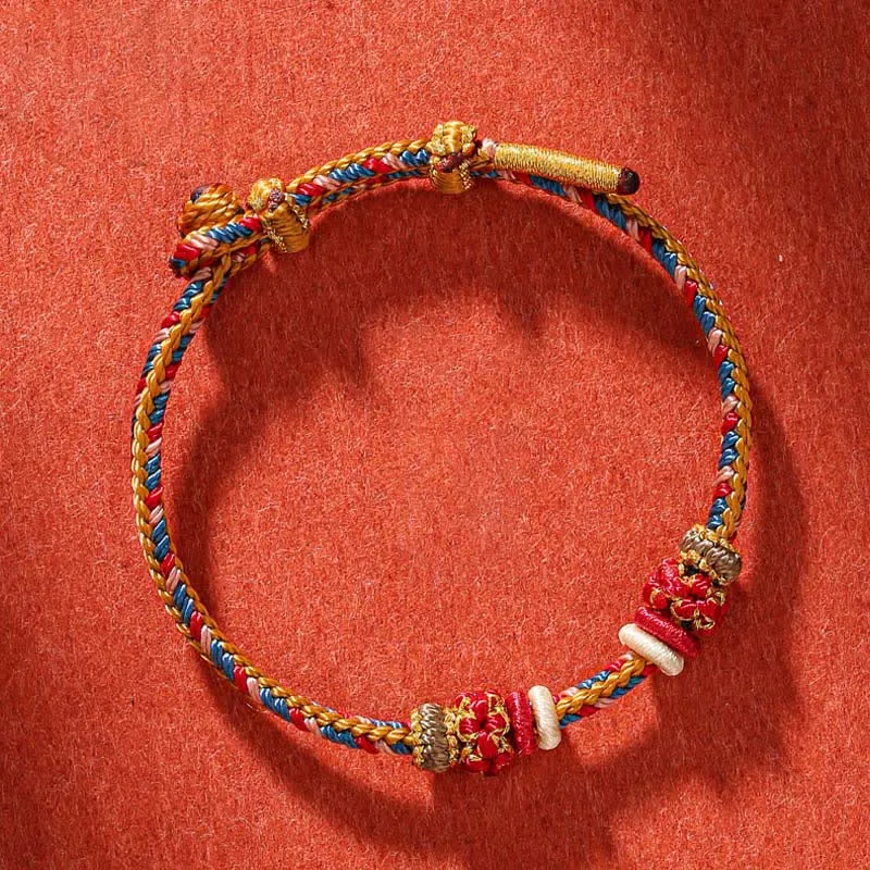 Handmade Dunhuang Color Samsara Knot Luck Reincarnation Knot Braid String Bracelet - Image 2