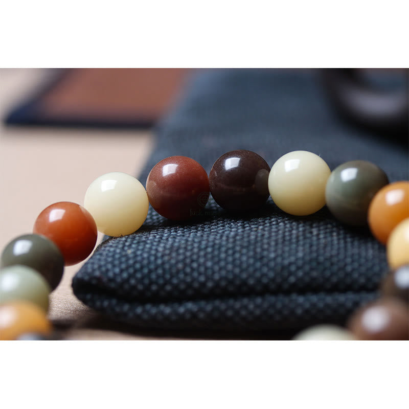 Multicolored Gradient Bodhi Seed and Liuli Glass Charm Bracelet infused with Luck Muse for Peace - Image 9