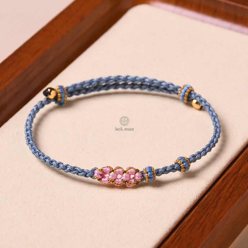 Peach Blossom Protection Braided Rope Bracelet with Luck Muse Handmade - Image 16