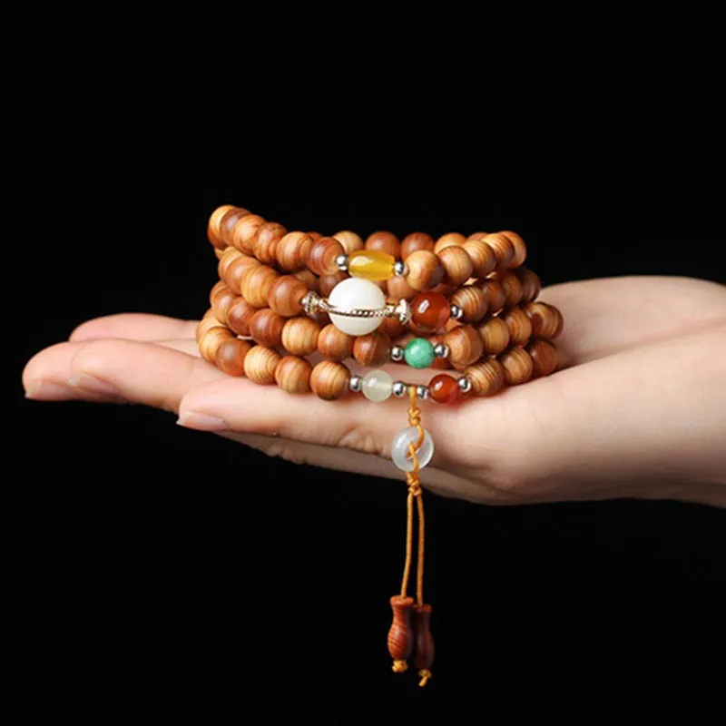 Rosewood Tibetan Mala Healing Necklace Bracelet by Luck Muse Shop