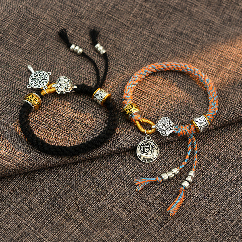 Tibetan Om Mani Padme Hum Fortune Braided Bracelet crafted with Luck Muse