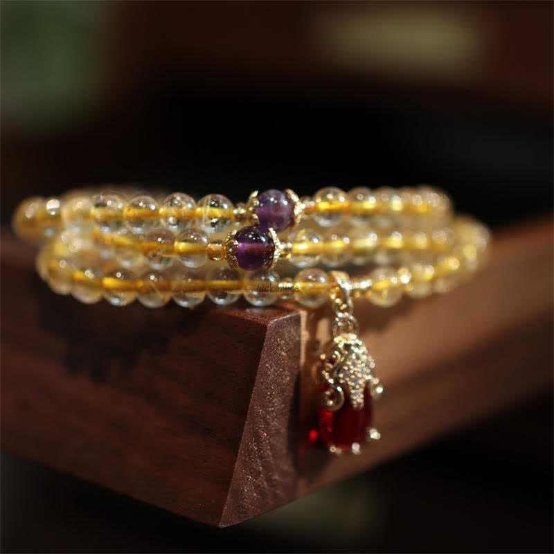 Luck Muse Citrine Amethyst Pi Xiu Bracelet for Prosperity, Happiness, and Protection - Image 7