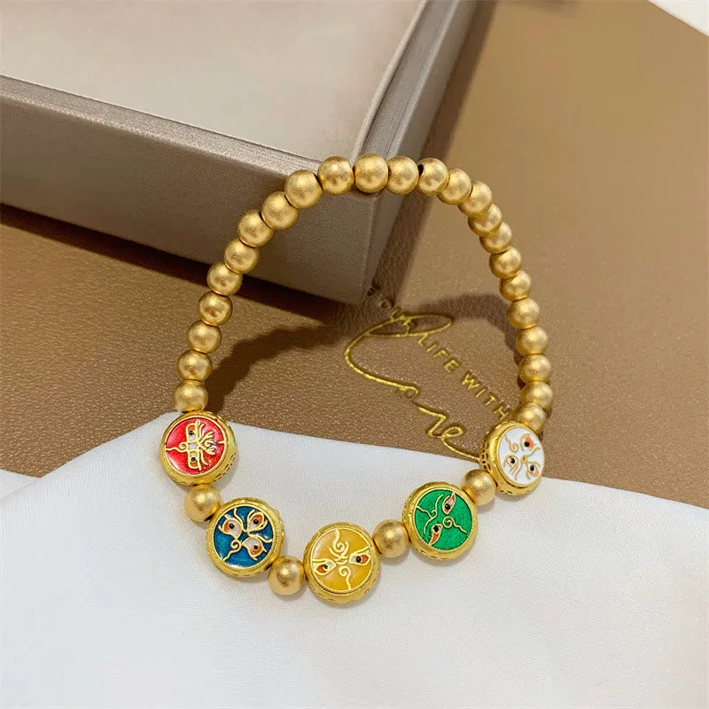 Tibetan Five Wealth Deities Copper Beads Bracelet - Image 2