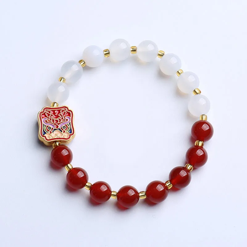 Red Agate and White Agate Healing Bracelet for Strength