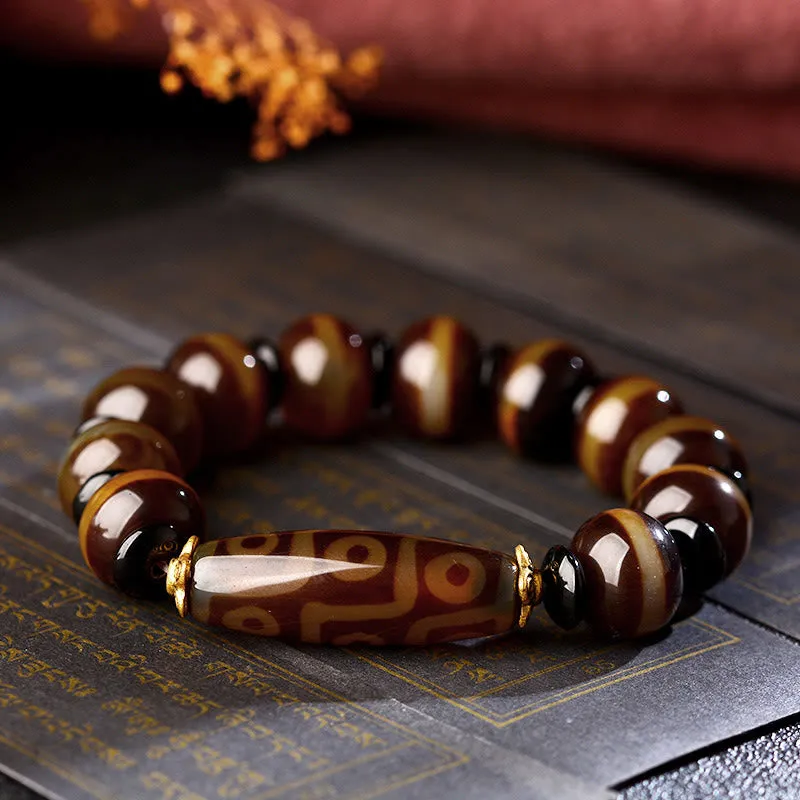 Tibetan Nine-Eye Dzi Agate Bracelet for Wealth Blessings - Image 2