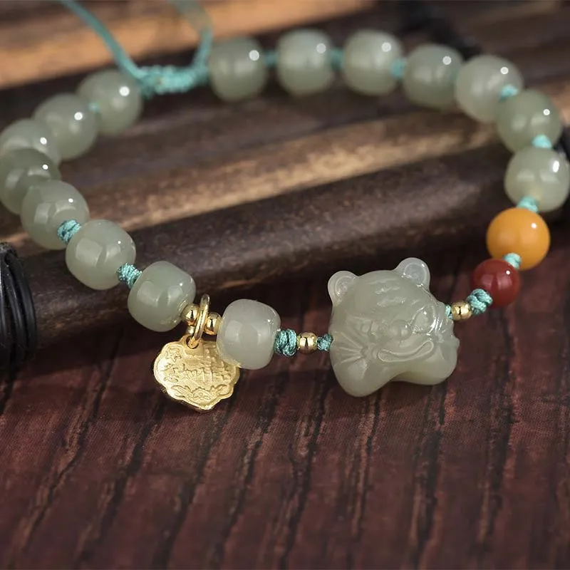 Chinese Zodiac Tiger Jade Blessing Bracelet - Image 2