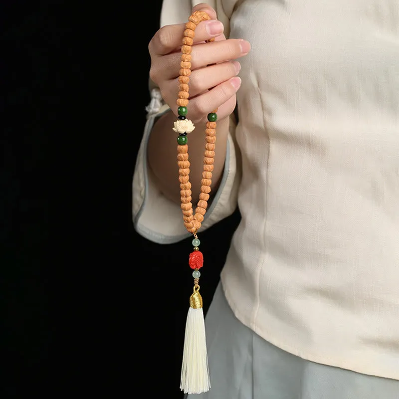 Bodhi Seed Green Sandalwood Lotus Dzi Bead Peace Double Wrap Bracelet by Luck Muse Shop - Image 18