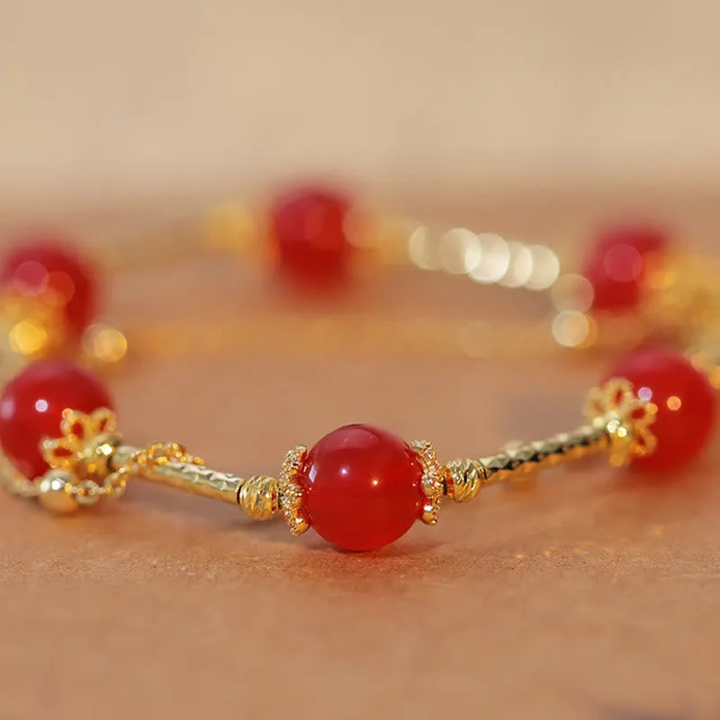 Buddha Red Agate Self-Acceptance Bracelet with Fu Character Charm - Image 5